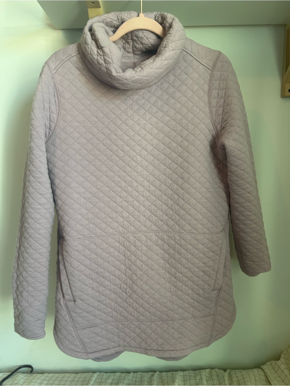 Quilted Cowl Neck Sweater Tunic - Lavender